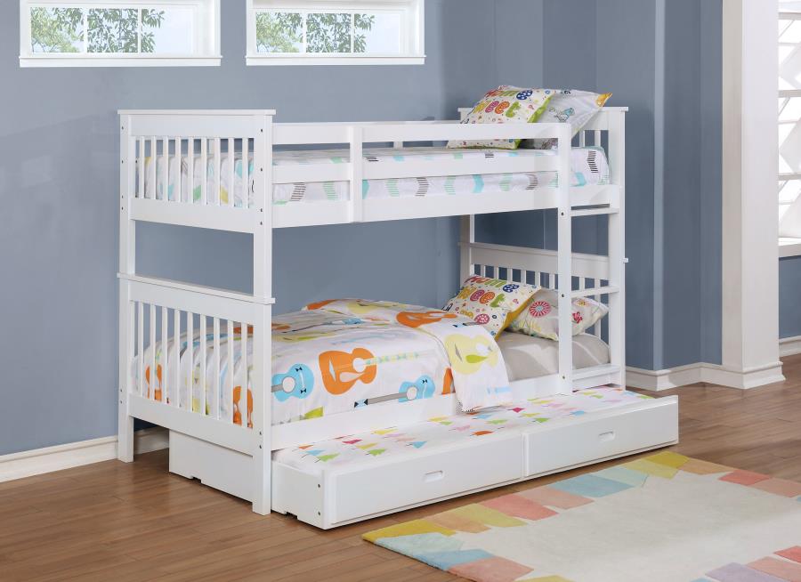 Chapman Wood Twin Over Twin Bunk Bed with Mattress White - 460244N-SM
