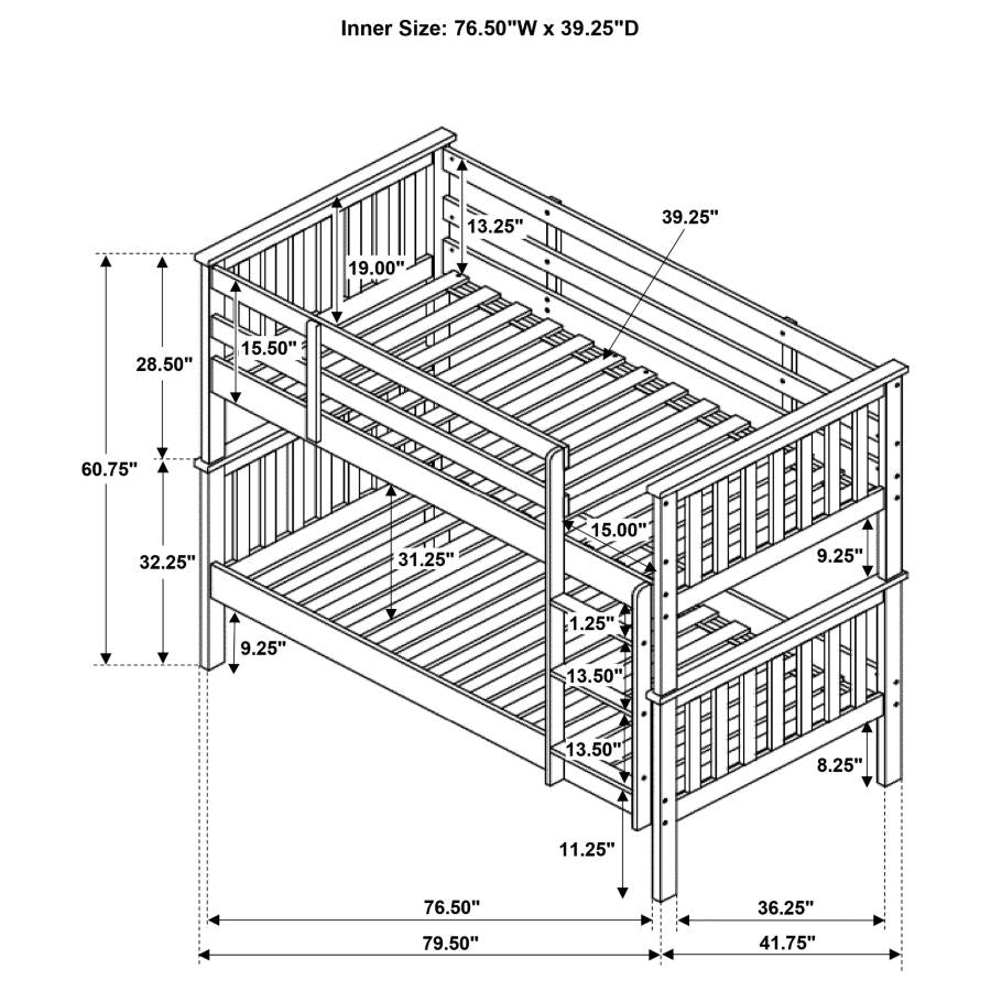 Chapman Wood Twin Over Twin Bunk Bed White - 460244N