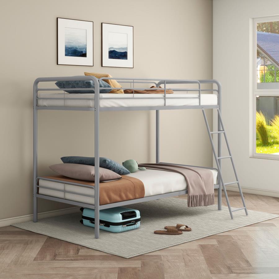 Carson Metal Twin Over Twin Bunk Bed Glossy Silver - 460334SVR