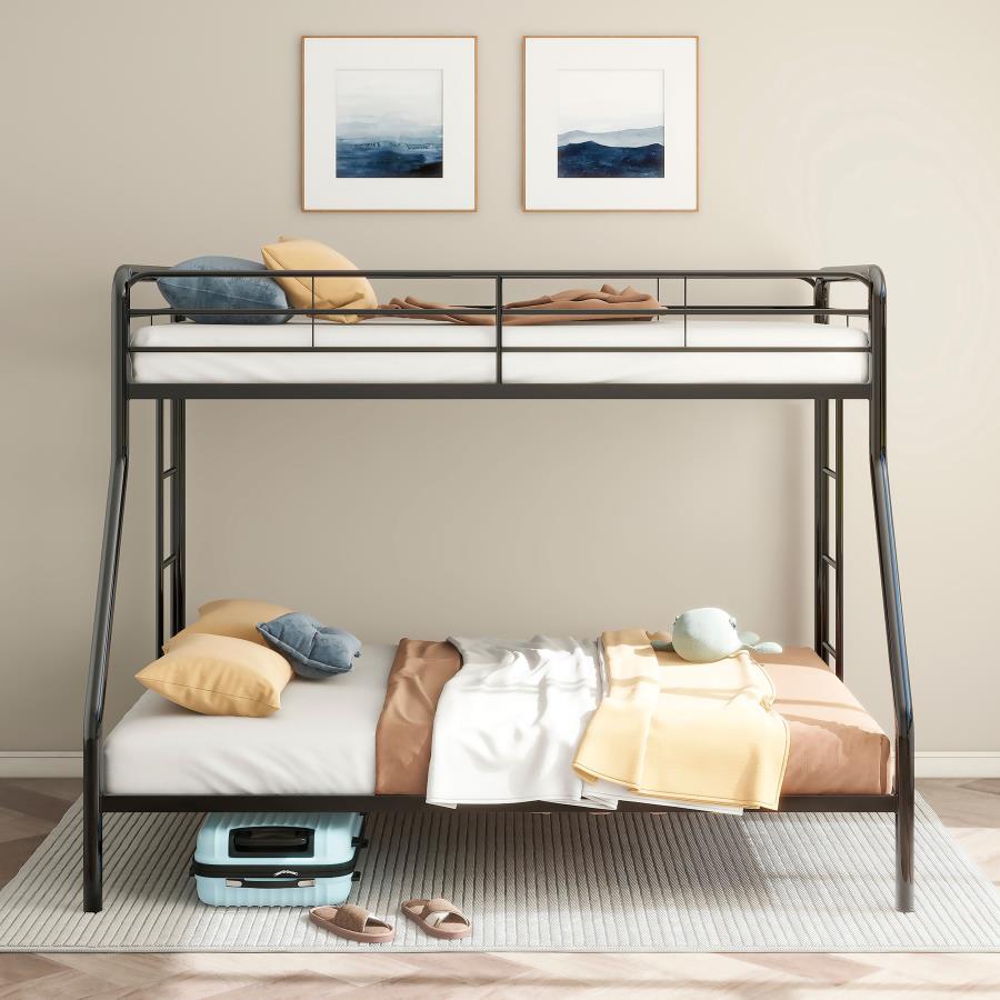Carson Metal Twin Over Full Bunk Bed Glossy Black - 460340BLK
