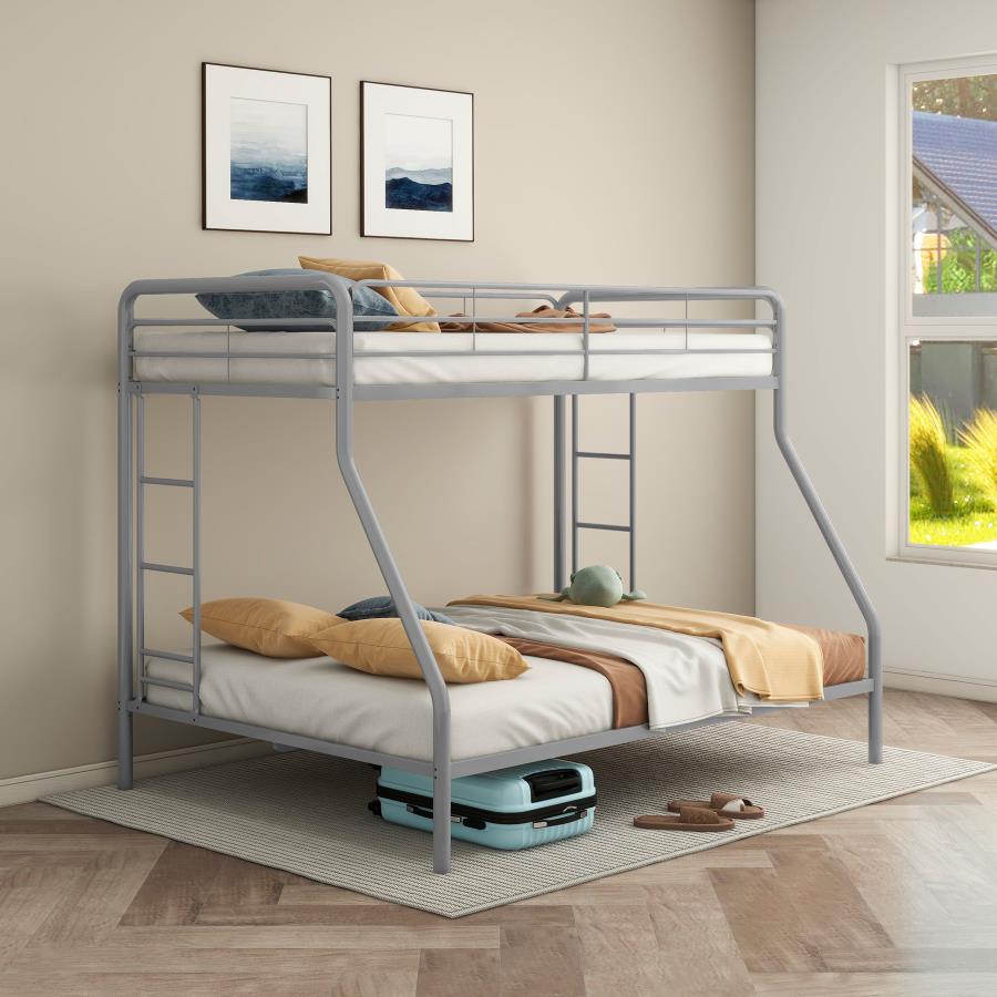 Carson Metal Twin Over Full Bunk Bed Glossy Silver - 460340SVR