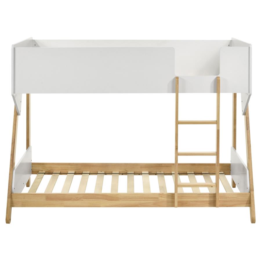 Wyatt Wood Twin Over Twin Bunk Bed White and Natural - 460510