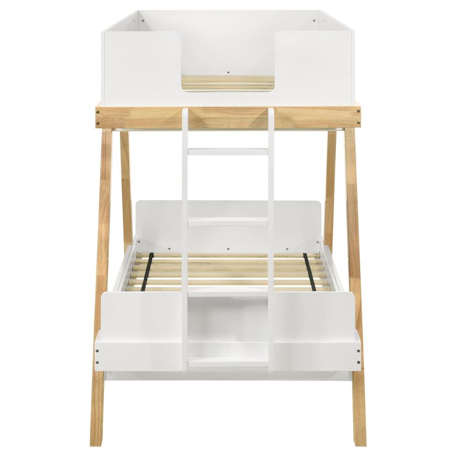 Frankie Wood Twin Over Twin Bunk Bed White and Natural - 460570T