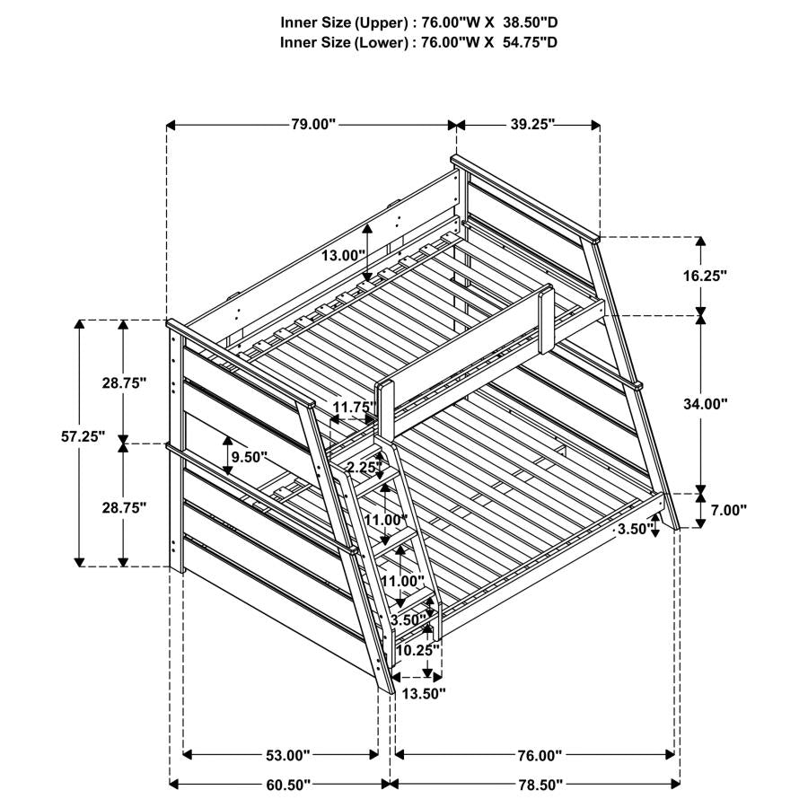 Holden Wood Veneer Twin Over Full Bunk Bed Walnut - 460593