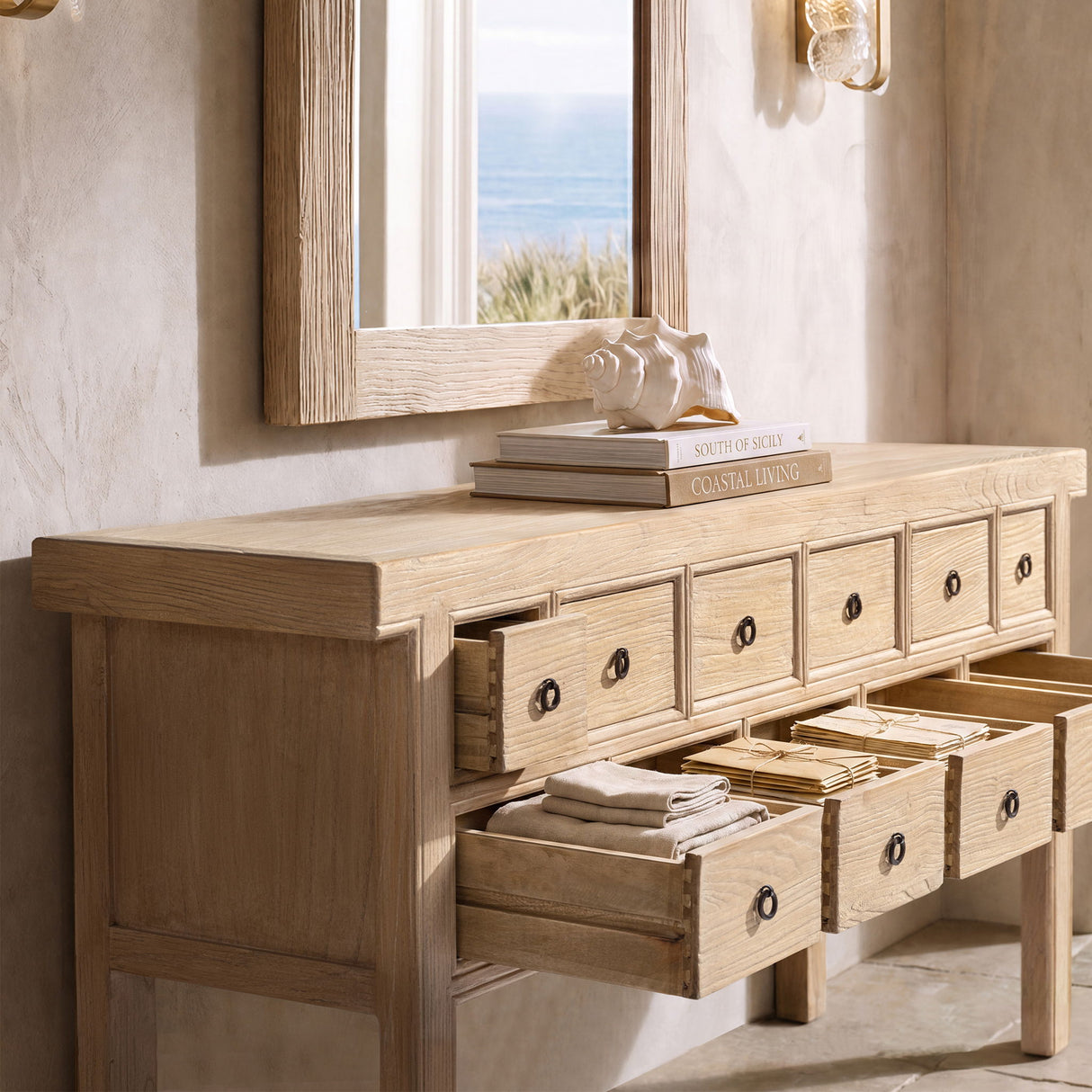 Bellamy Heritage - 11 Drawer Table With Open Base - Brown