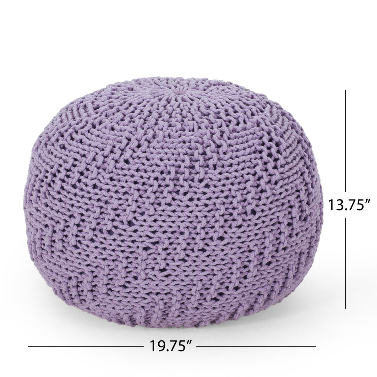 Bordeaux - Knitted Round Pouf Ottoman
