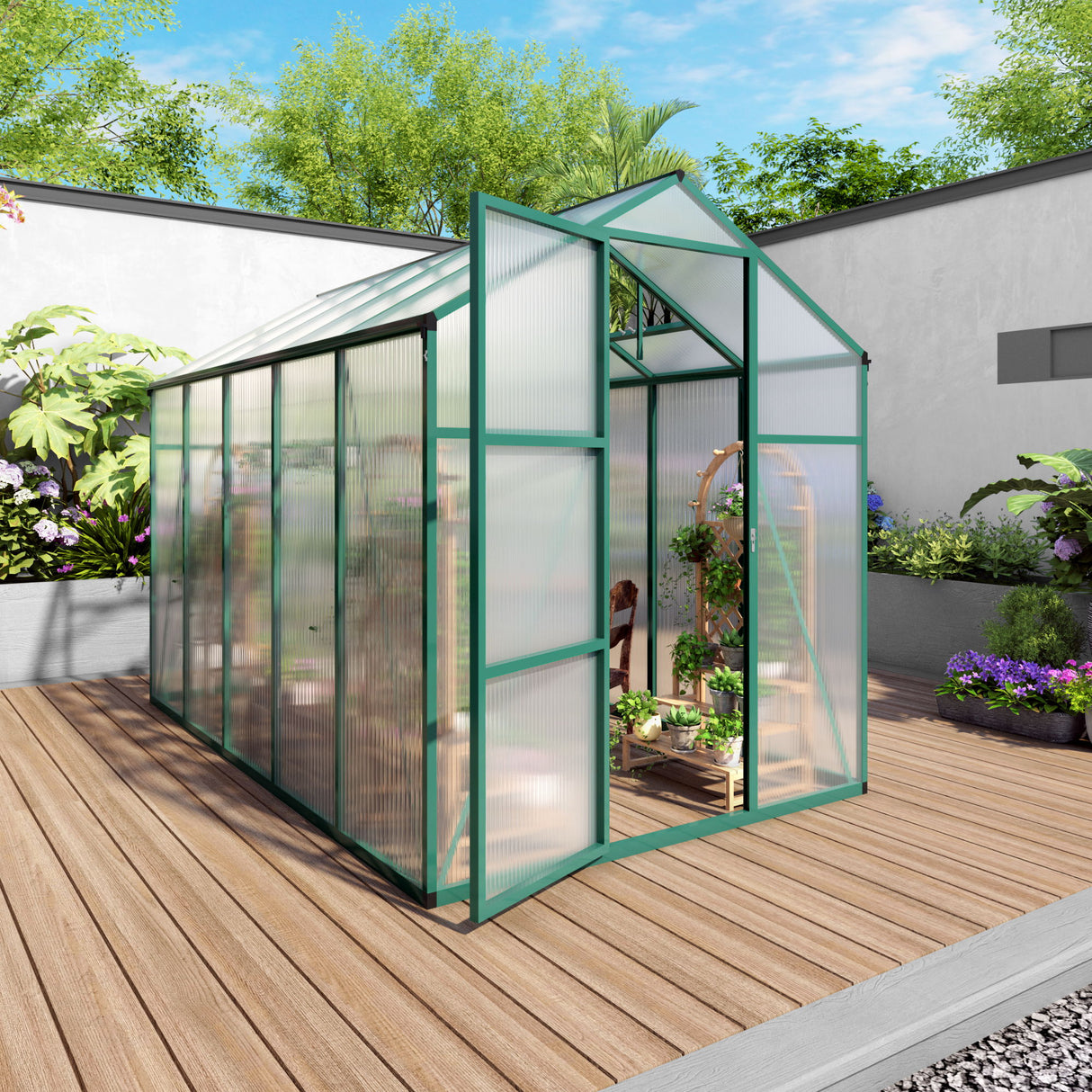 Polycarbonate Walk-In house, Raised Base For Outdoor In All Season