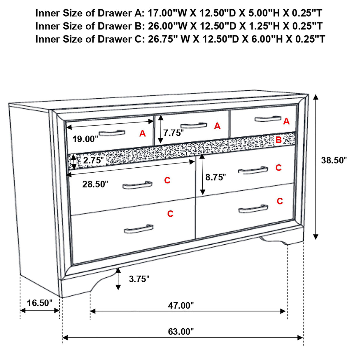 Annie - 9 Drawer Dresser