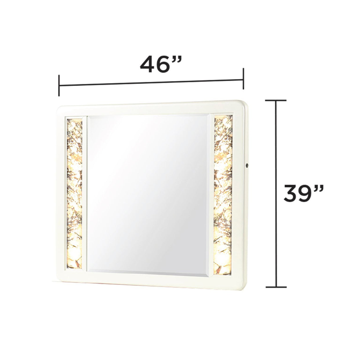 La Pierre - Rectangular Mirror With LED Lighting Panels - Beige