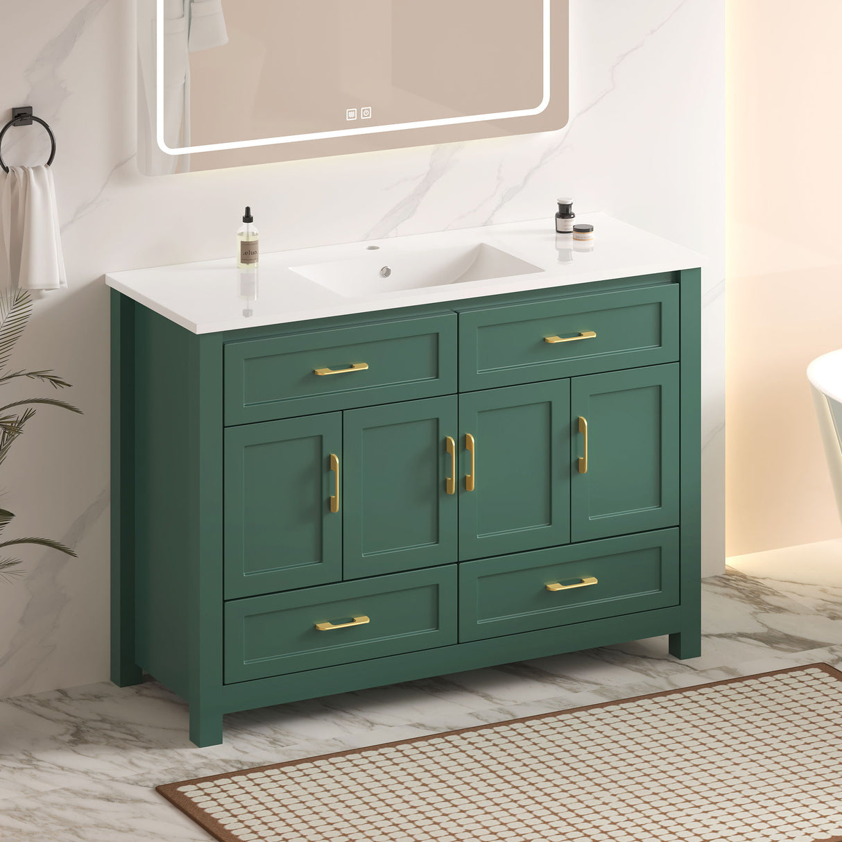 Bathroom Vanity With Sink Combo, 4 Soft Close Doors And 4 Drawers
