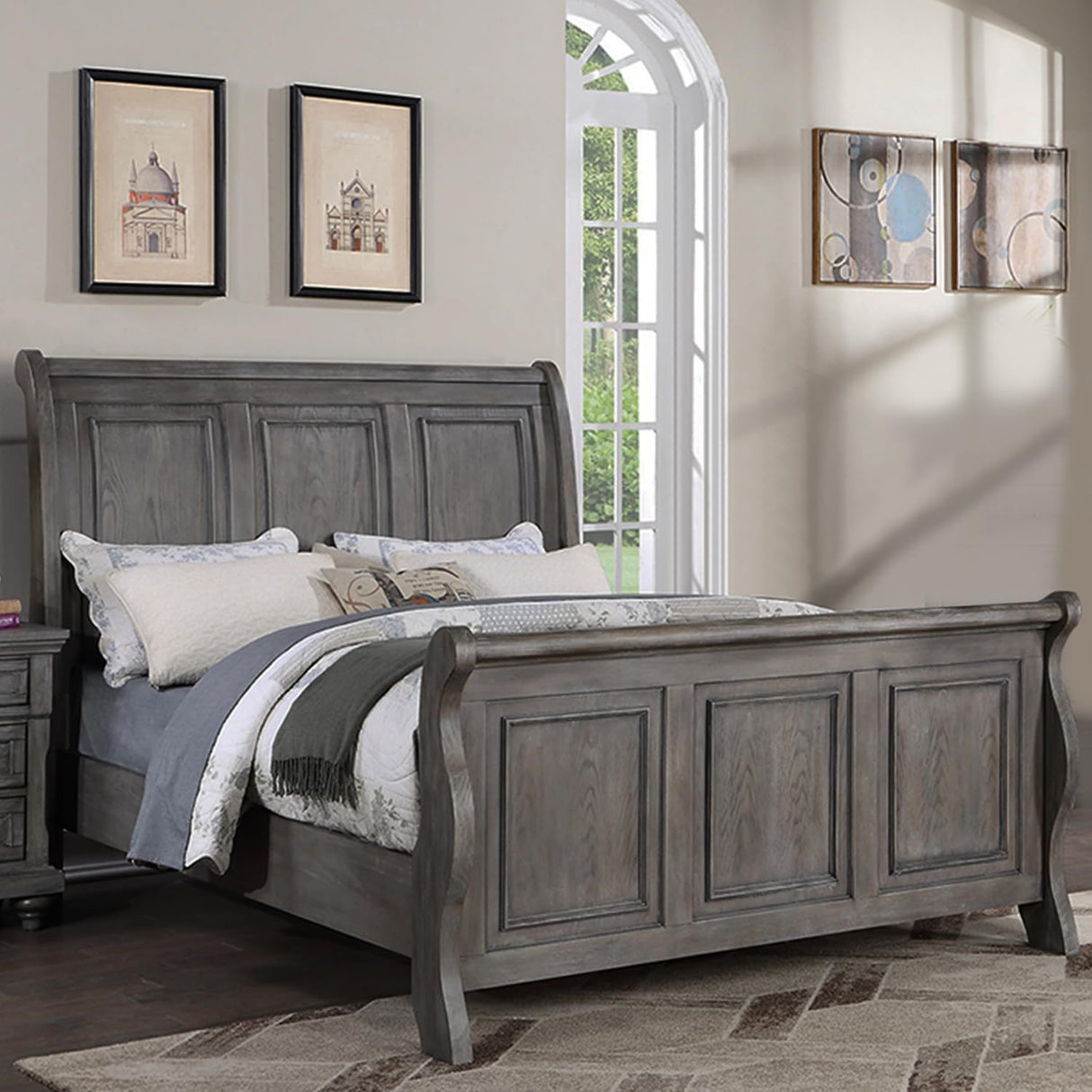 3 Piece Bedroom Set, Bed With 2 Nightstands