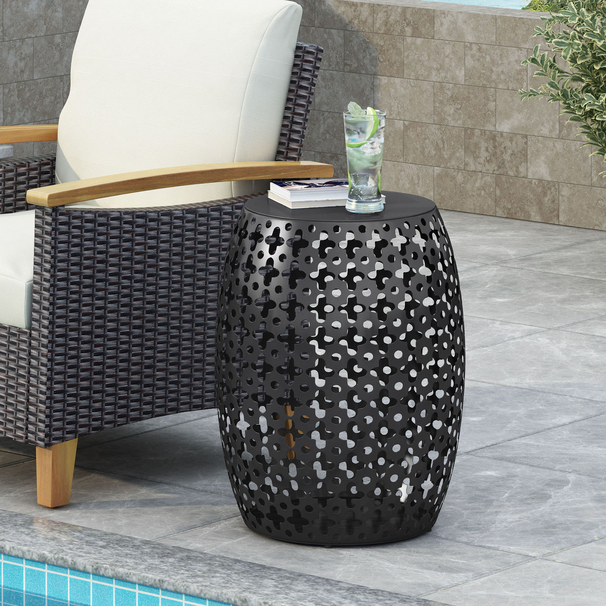 Metal End Table Large - Black