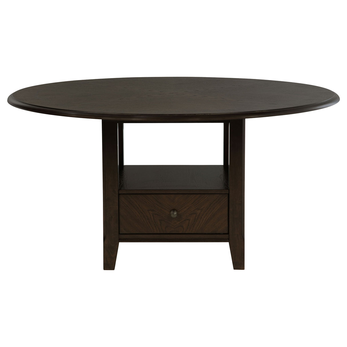 Fulton - Round Dining Table With Drawer - Dark Brown