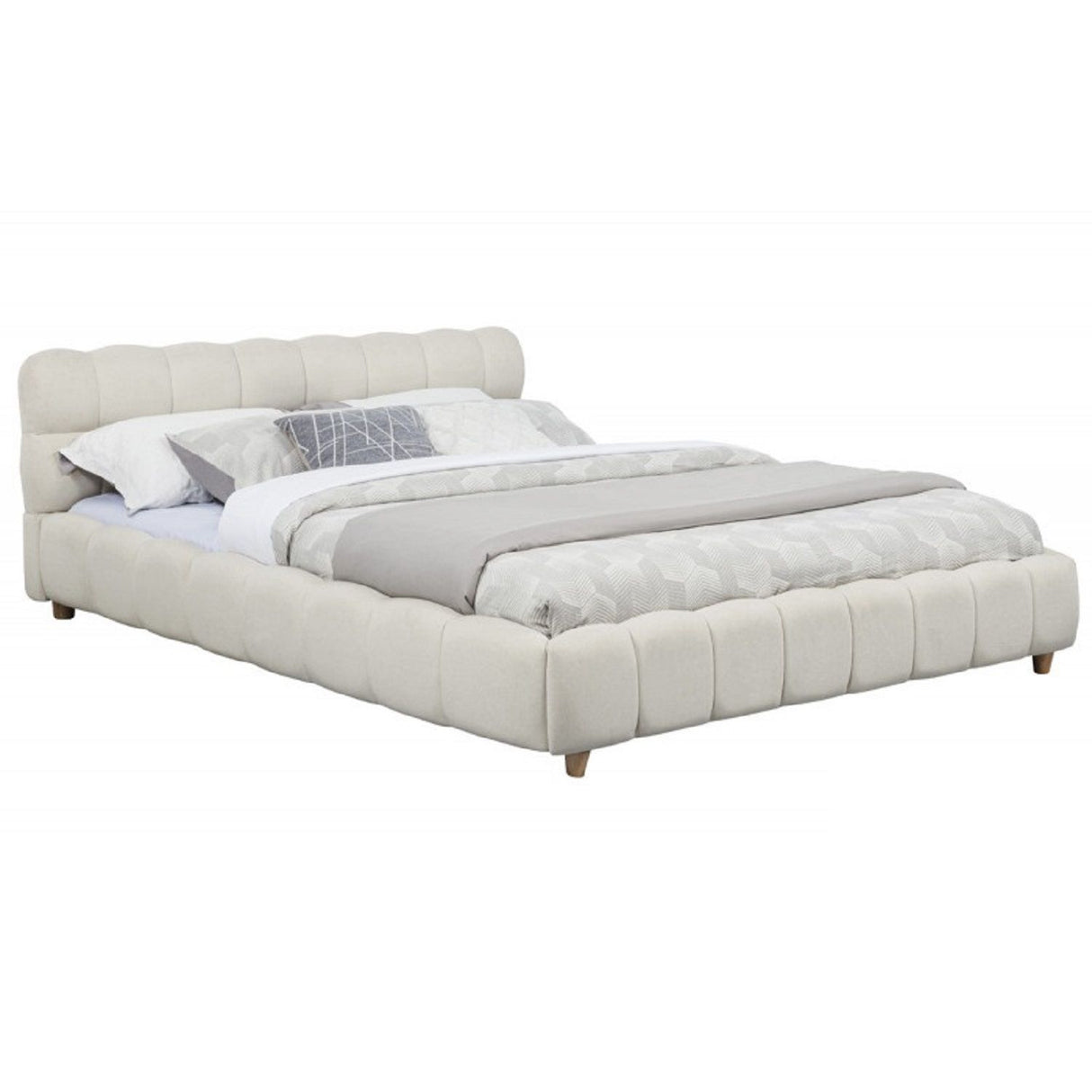 Queen Size Upholstered Platform Bed Frame - Beige