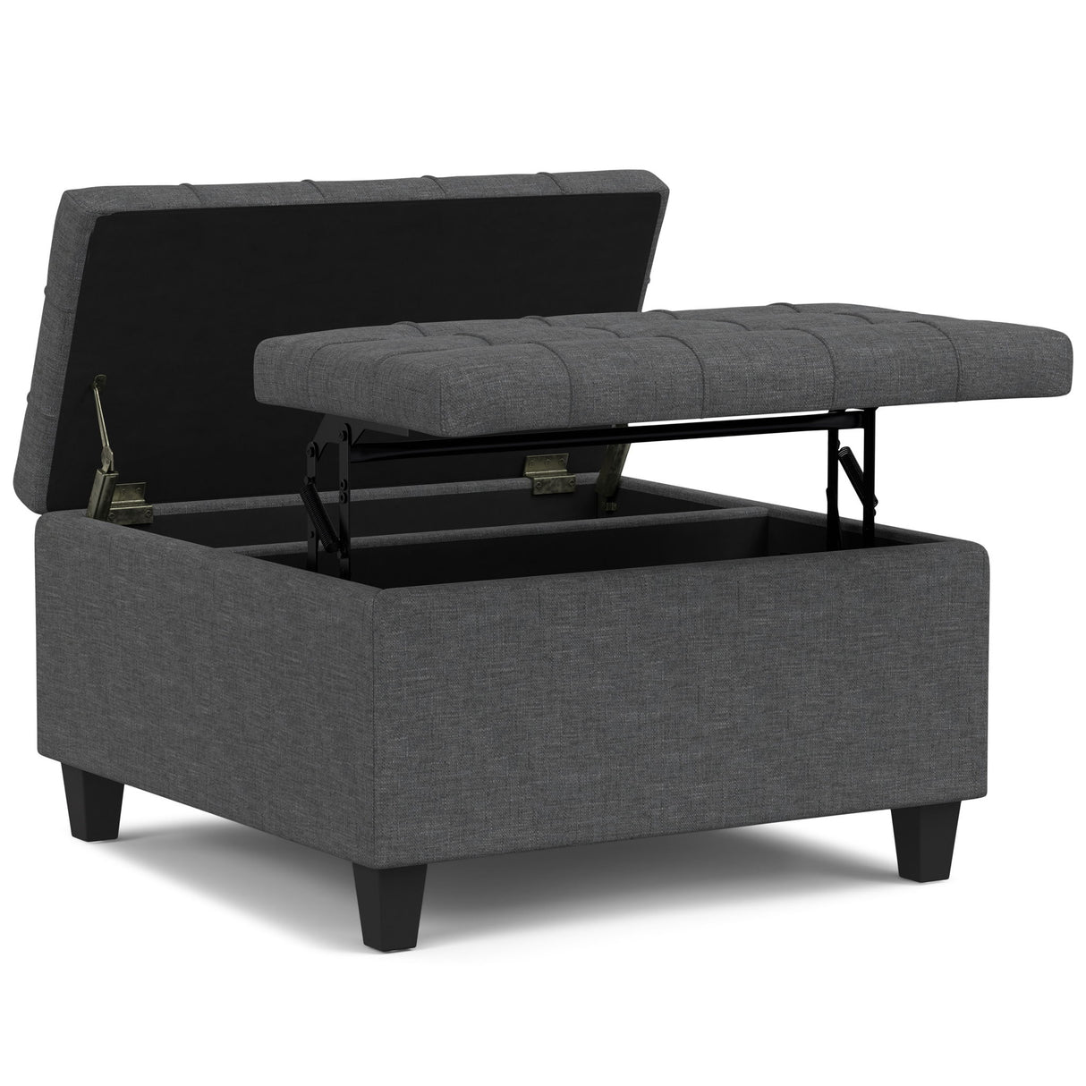 Harrison - Small Square Coffee Table Storage Ottoman - Gray