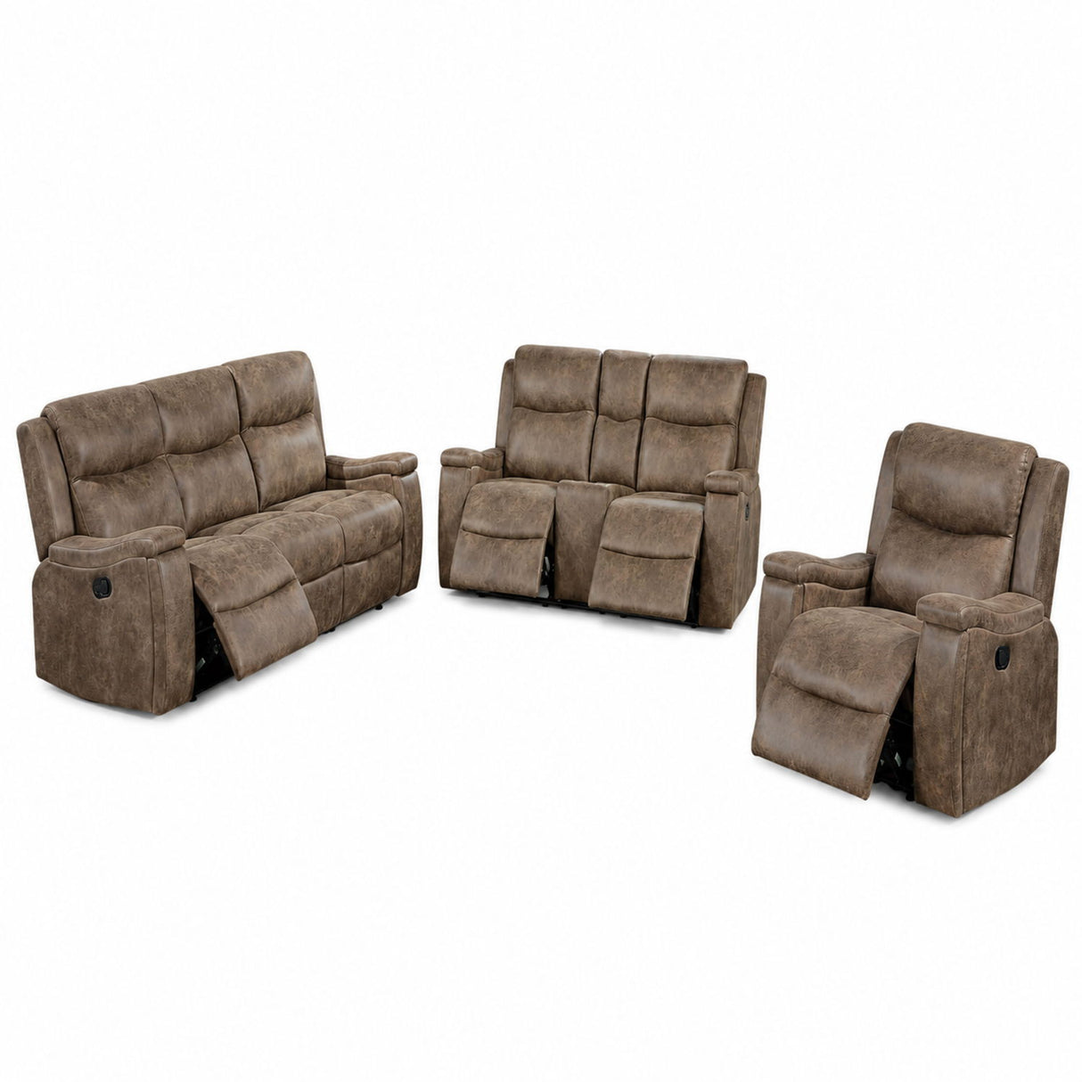 Modern Manual Motion Living Room Set With Hidden Cup Holders