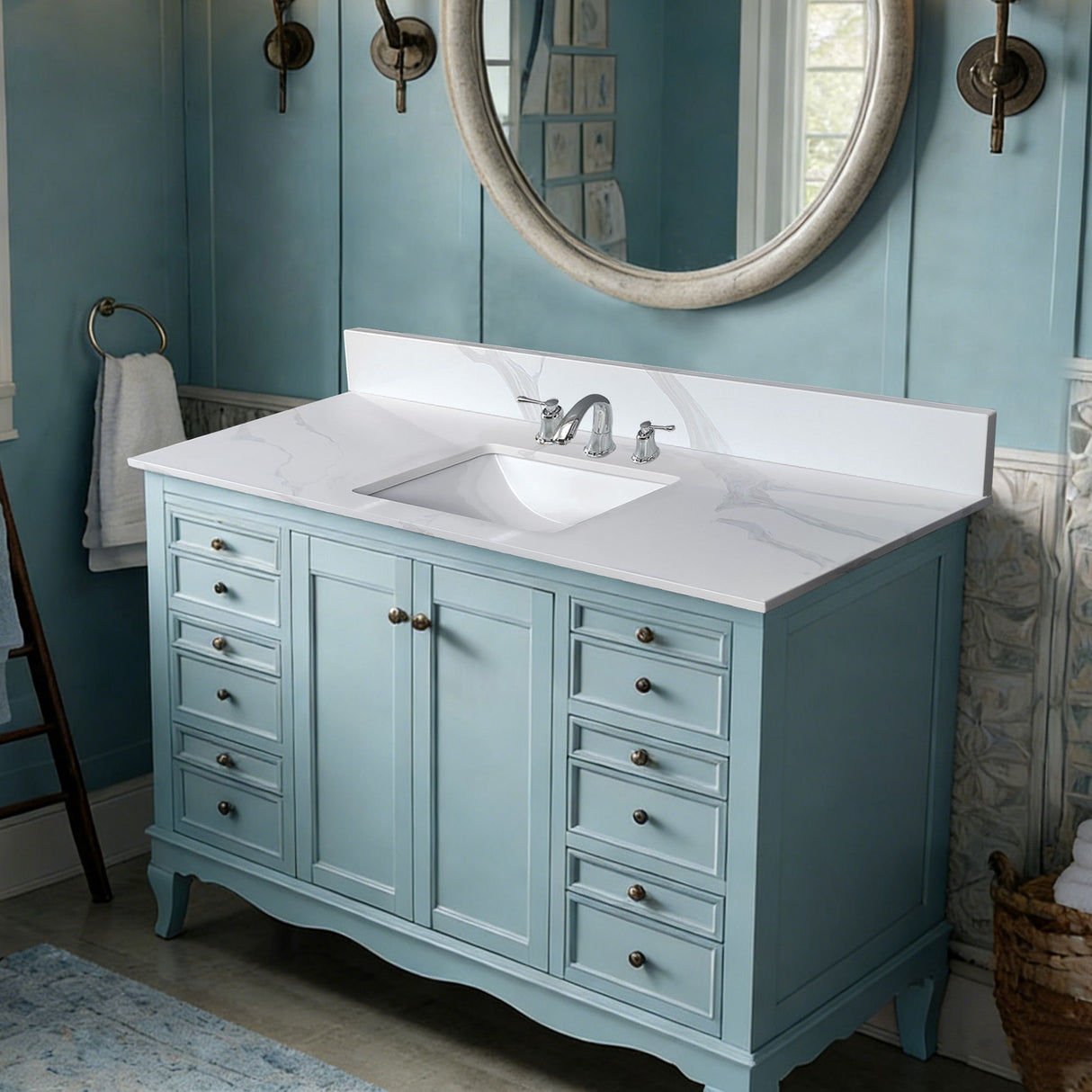 Bathroom Vanity Top With Undermount Sink, 3 Pre Drilled Holes