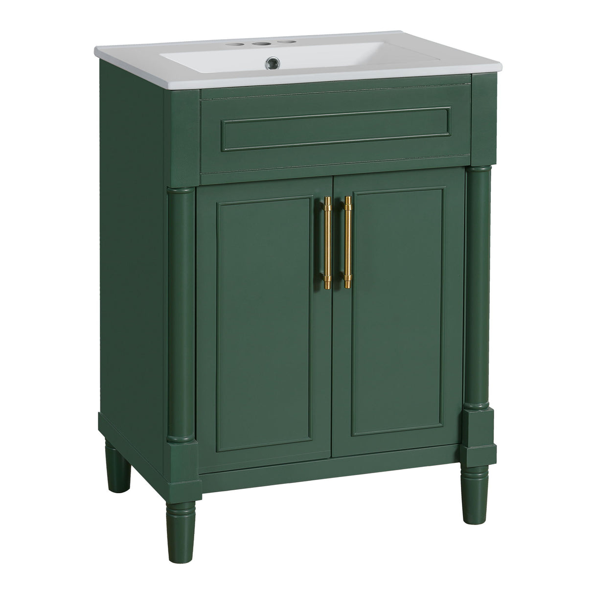 Bathroom Vanity With Integrated Sink, 2 Door Cabinet, Single Sink For Small To Medium Bathrooms