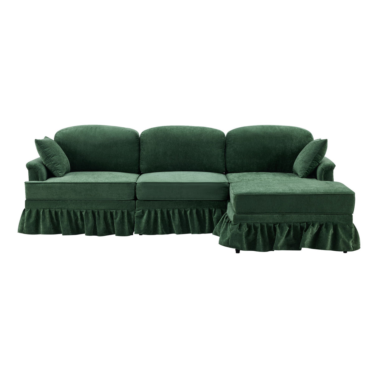 Cloud Sofa With Removable Ruffled Skirt With Ottoman And Flared Arms