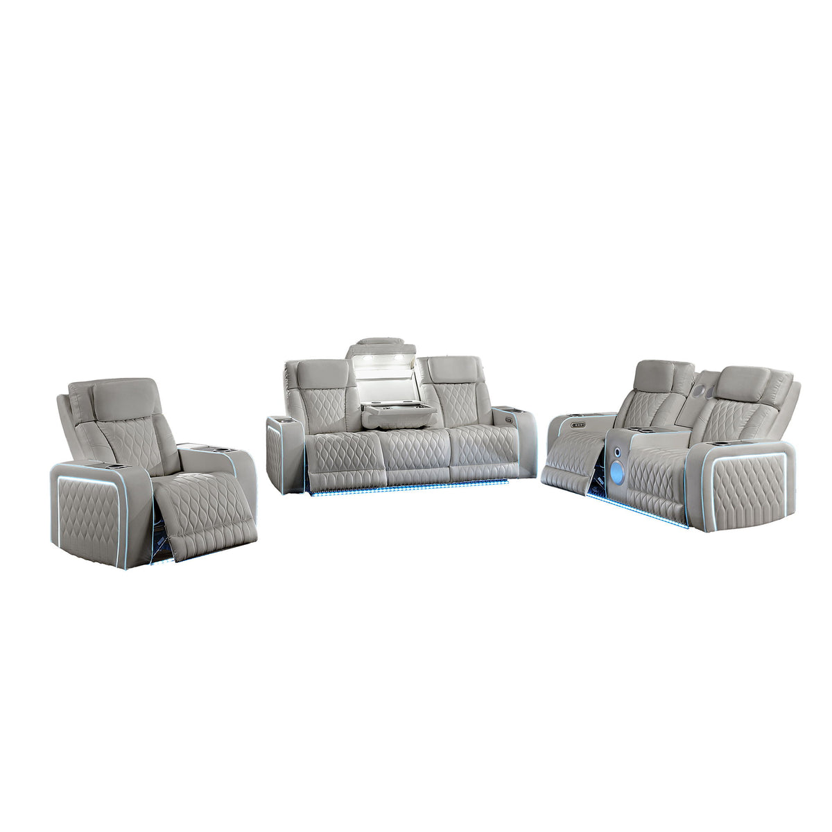 Electra - Power Reclining Set With Power Headrests, Massage And LED Lighting