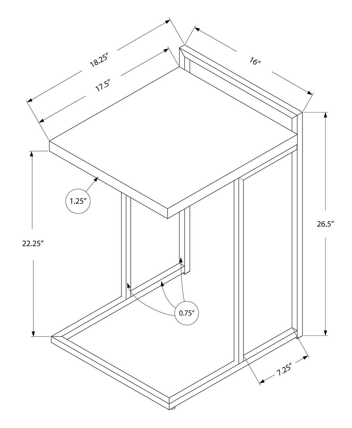 Accent Table, C - Shaped, Contemporary & Modern