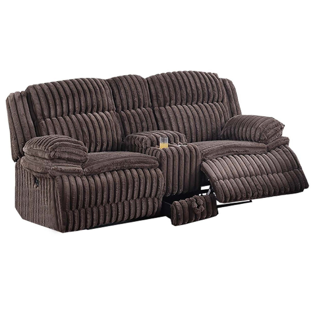 Contemporary Motion Loveseat With Console Storage