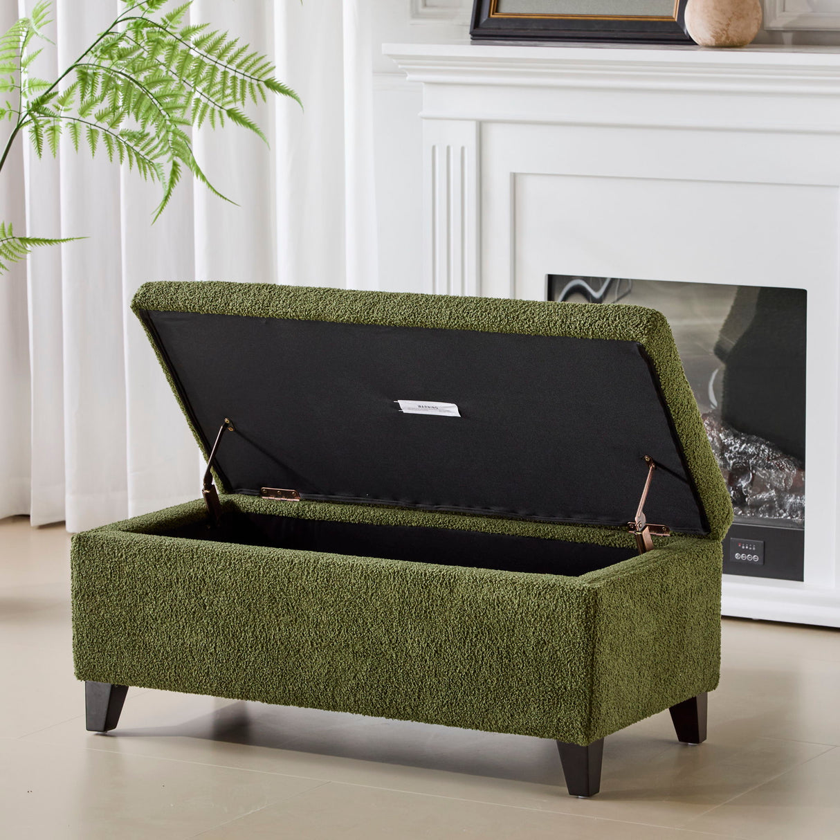 Storage Ottoman With Flip Top Lid - Retro Green