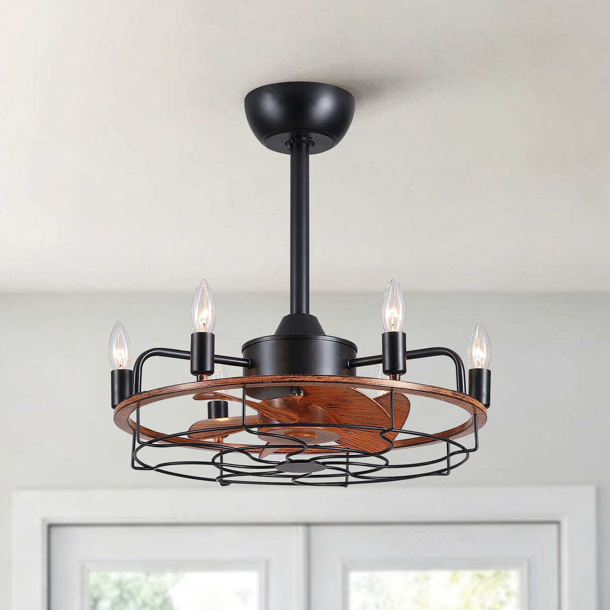 Modern Farmhouse Ceiling Fan, Adjustable Hanging