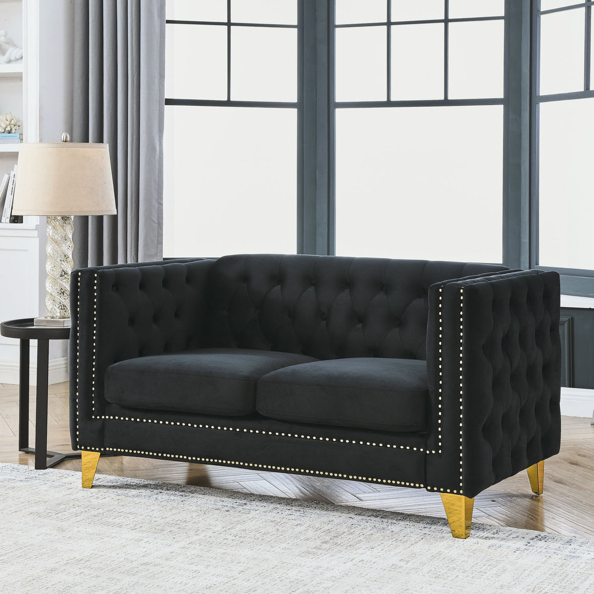 Modern Sofa With Button Tufting, Upholstered Couch For Living Room