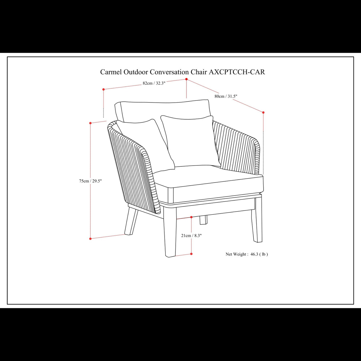 Carmel - Outdoor Conversation Chair - Gray