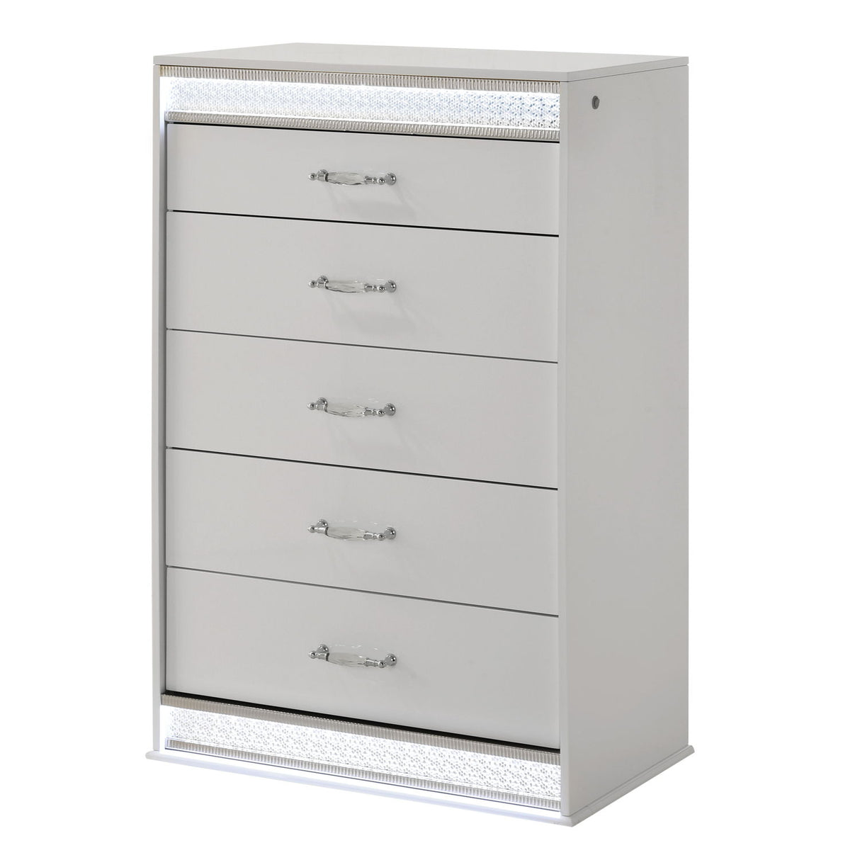 Glam - 5 Drawer Chest With LED Lighting - White