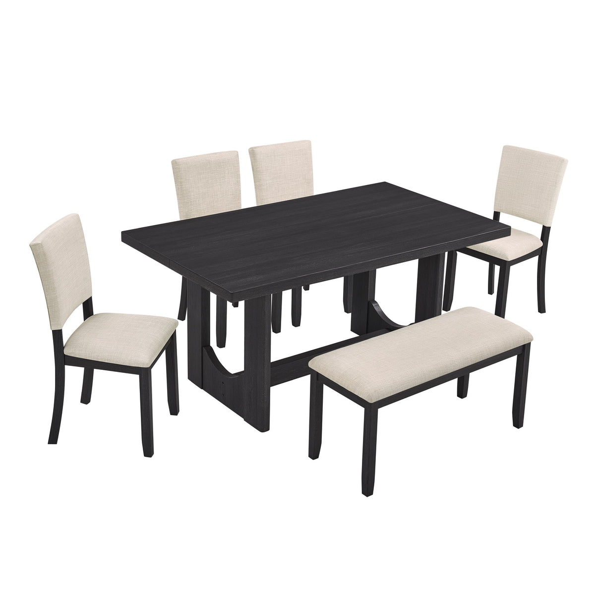 Dining Table Set, Rectangular Kitchen Table With Upholstered Chairs