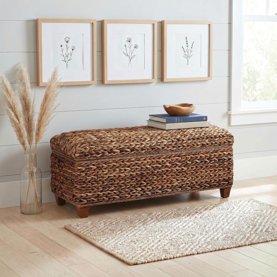 Laughton Hand-Woven Banana Leaf Storage Bench Amber - 500215
