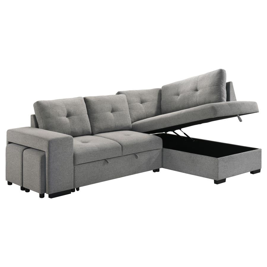 Roanne Fabric Upholstered Sleeper Sectional Sofa Grey - 500347