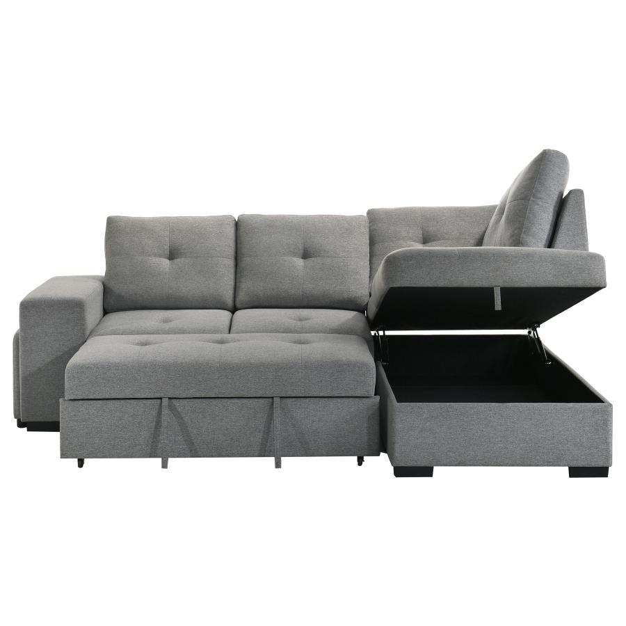 Roanne Fabric Upholstered Sleeper Sectional Sofa Grey - 500347