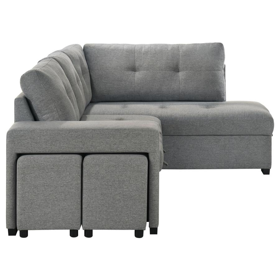 Roanne Fabric Upholstered Sleeper Sectional Sofa Grey - 500347