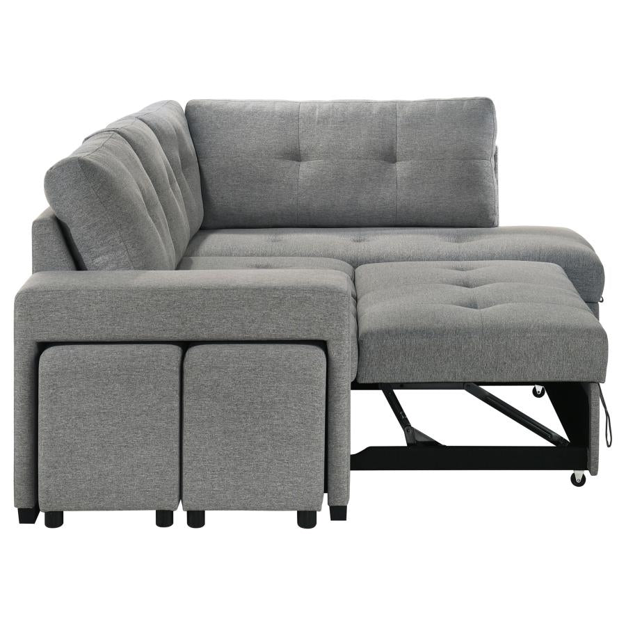 Roanne Fabric Upholstered Sleeper Sectional Sofa Grey - 500347