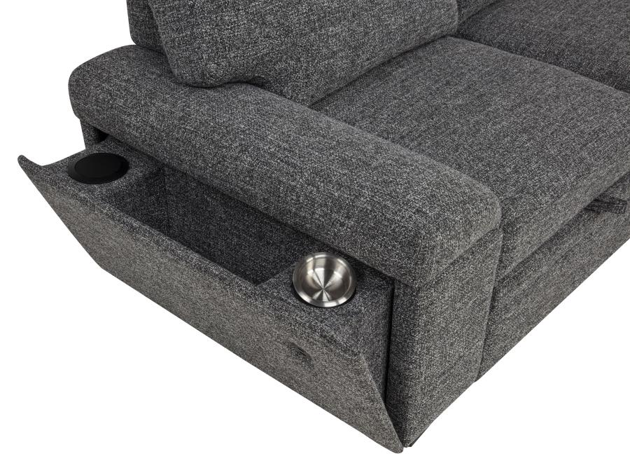 Demko Sleeper Sectional Sofa with Speaker and Storage Chaise Granite - 500355