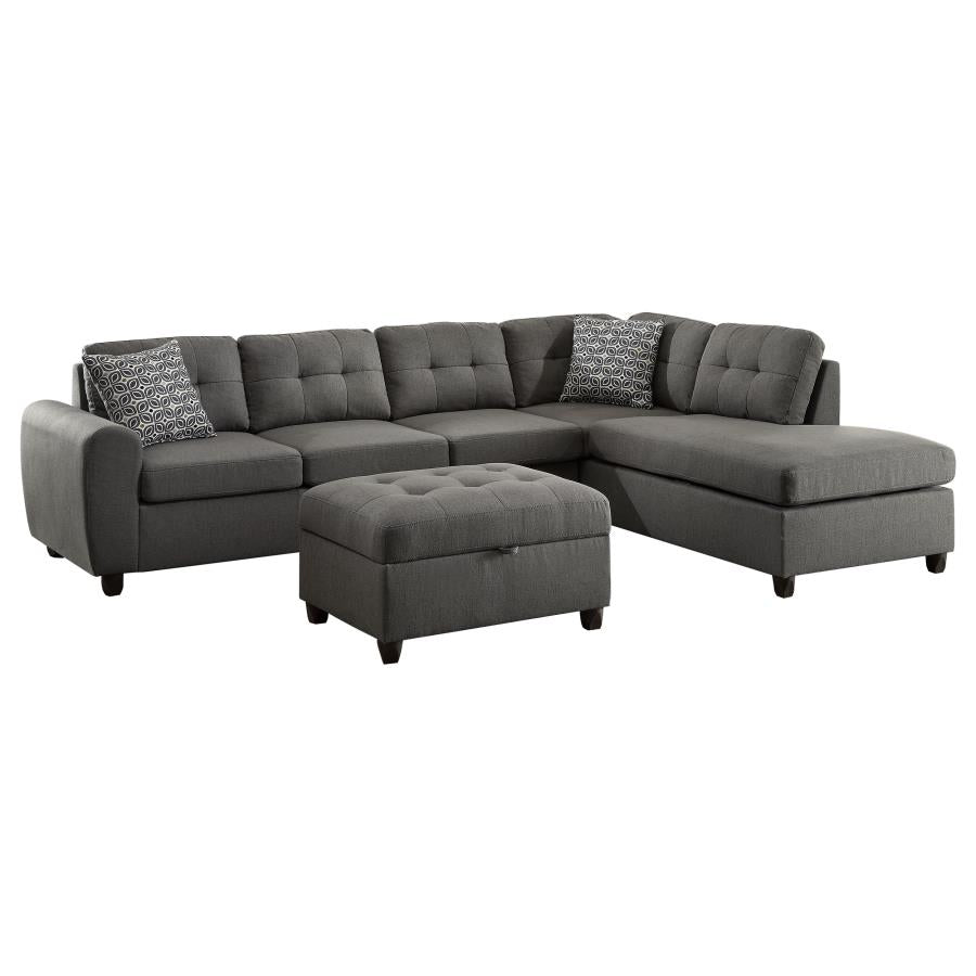 Stonenesse Sectional Sofa with Storage Ottoman Set Grey - 500413-S2