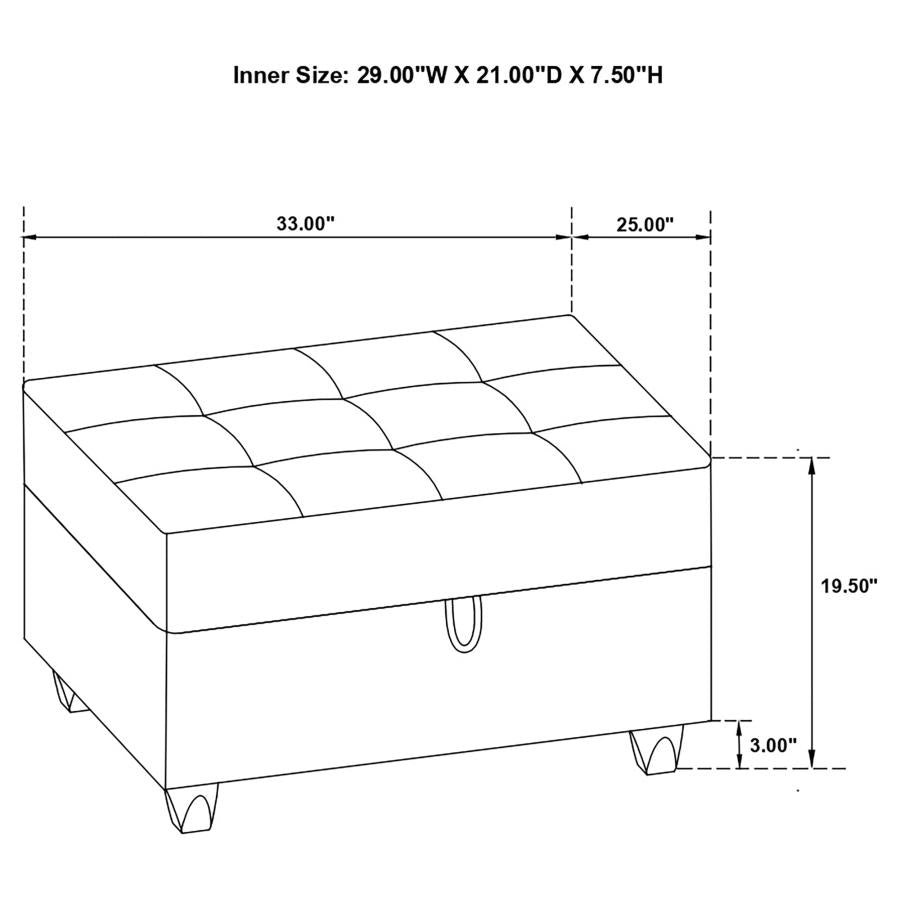 Stonenesse Rectangular Upholstered Storage Ottoman Grey - 500414