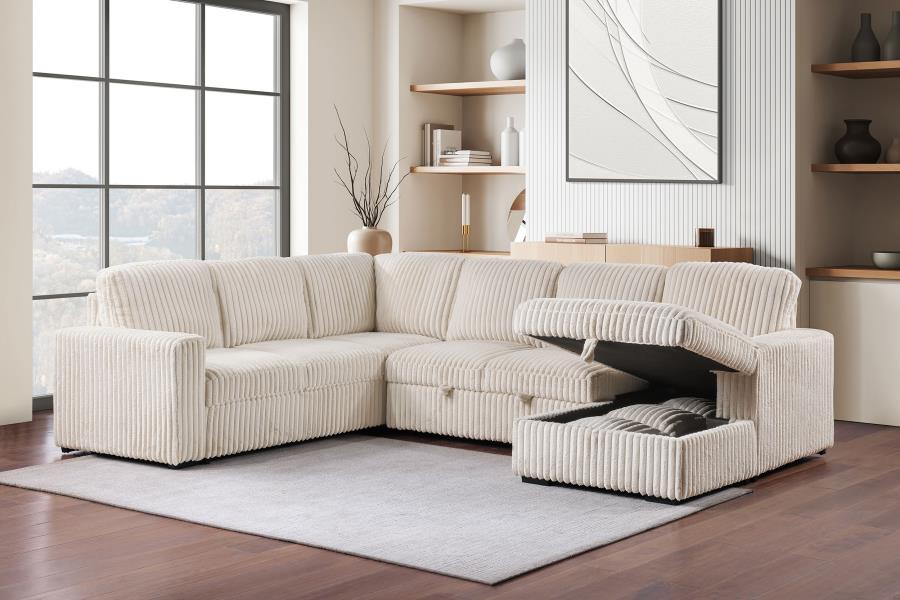 Devonshire Sleeper Sectional Sofa Storage Chaise Camel - 501205