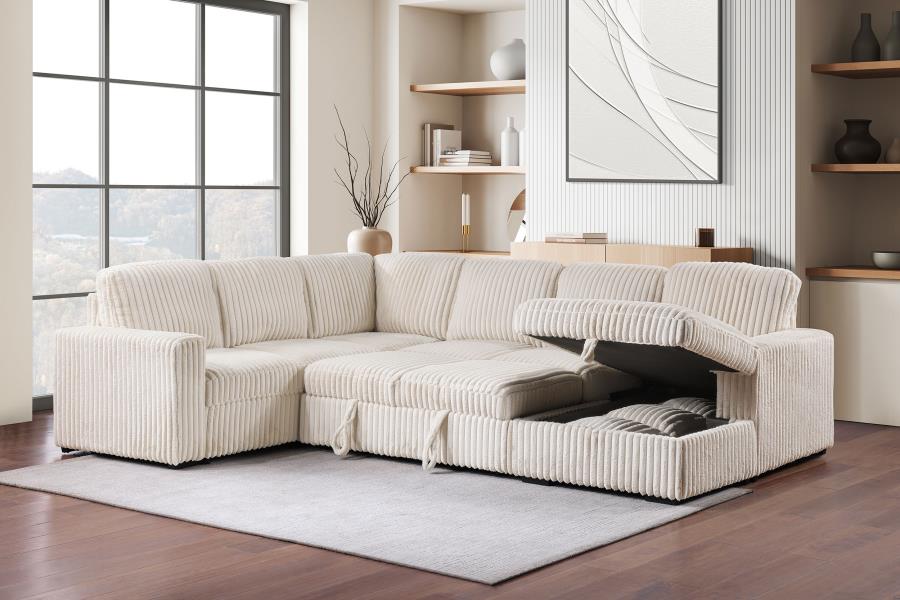 Devonshire Sleeper Sectional Sofa Storage Chaise Camel - 501205