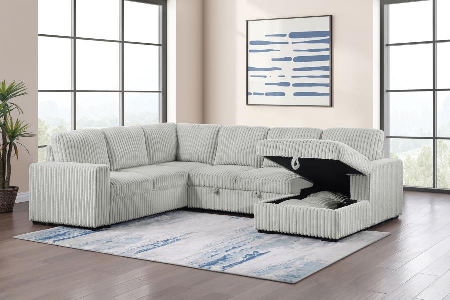 Devonshire Sleeper Sectional Sofa Storage Chaise Grey - 501208