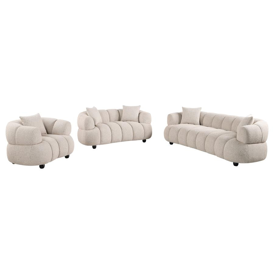 Whitney Contemporary Channel Tufted Boucle Upholstered Sofa Set - 503721-S3