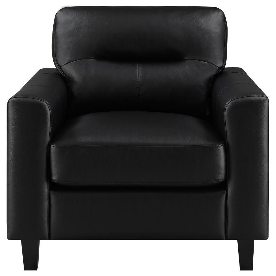 Scotland 3-piece Faux Leather Upholstered Sofa Set Black - 504664-S3