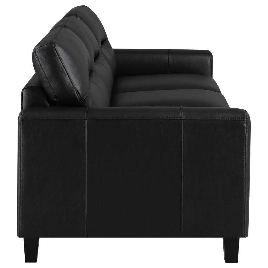 Scotland Faux Leather Upholstered Track Arm Sofa Black - 504664