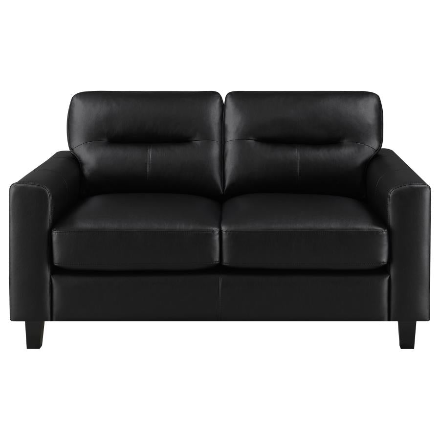 Scotland Faux Leather Upholstered Track Arm Loveseat Black - 504665