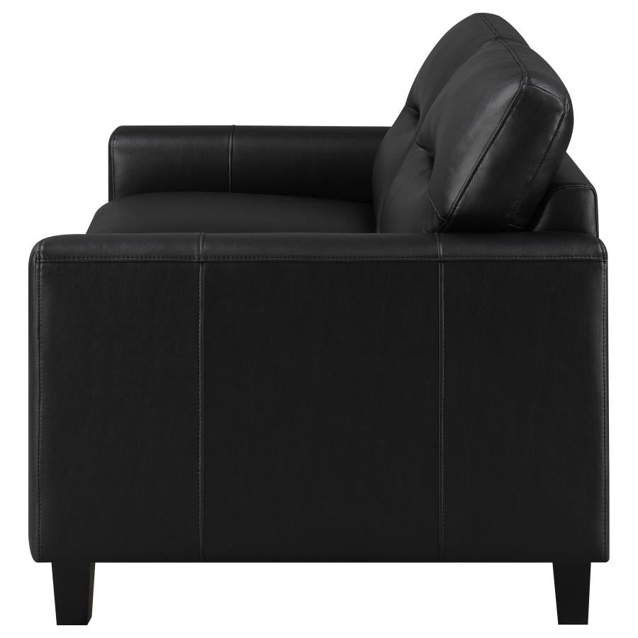Scotland Faux Leather Upholstered Track Arm Loveseat Black - 504665