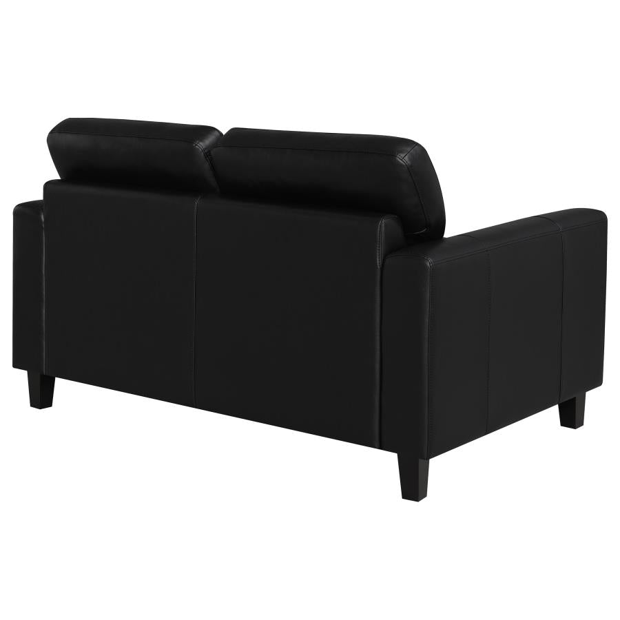 Scotland Faux Leather Upholstered Track Arm Loveseat Black - 504665
