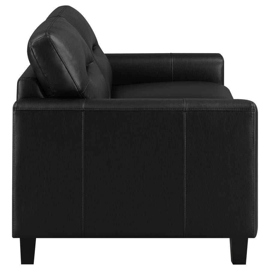 Scotland Faux Leather Upholstered Track Arm Loveseat Black - 504665